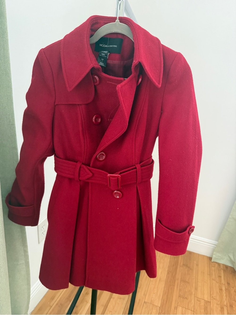Vintage Victorias Secret Y2K Red Belted Wool-Blend Coat